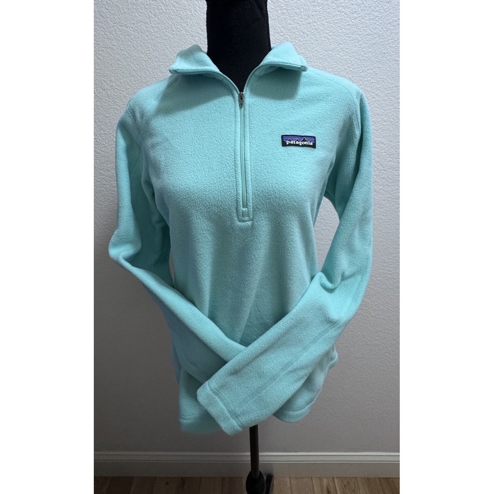 Patagonia Micro D 1/4 Zip Mint Green Women's Size Medium‎ Fleece Pullover